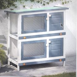 vidaXL Rabbit Hutch Bunny Cage Pet House For Small Animals Solid Pine Wood