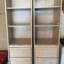 Wood Storage Shelves With Drawers 