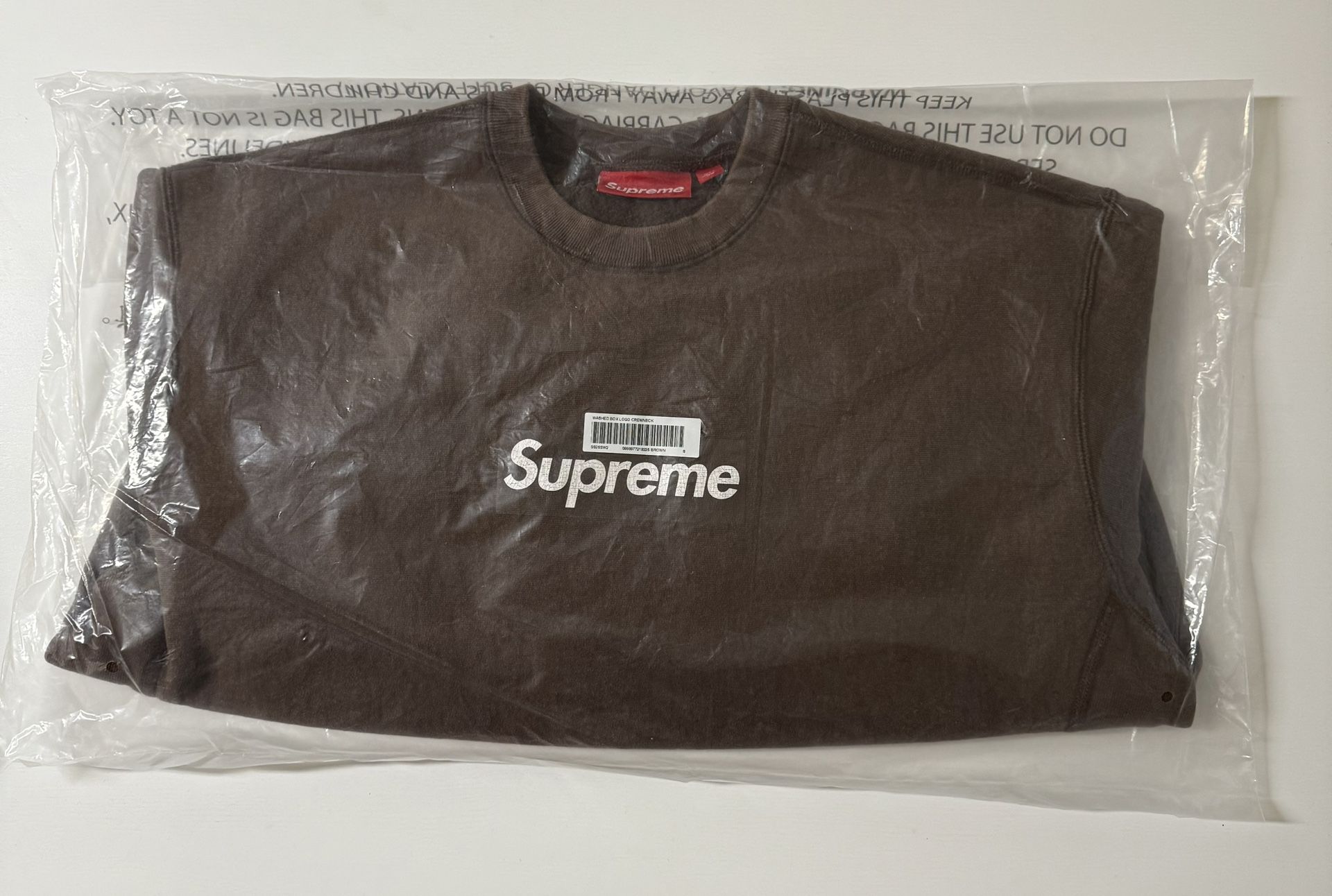 Supreme Washed Box Logo Crewneck Brown