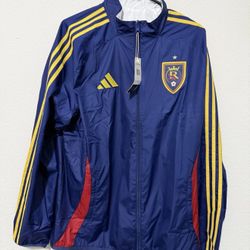 Adidas Real Salt Lake RSL Large On-Field Anthem Full-Zip Reversible Jacket NWT