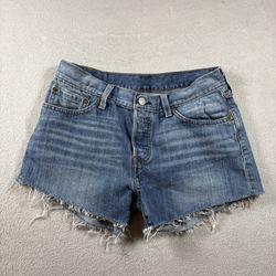 Levi's 501 Cut Off Jean Shorts Button Fly Womens Size 27 Distressed Y2K #3489