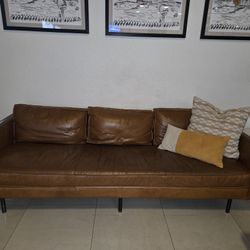 West Elm Axel Leather Sofas (2)