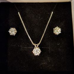 Moissanite Necklace And Earring Set