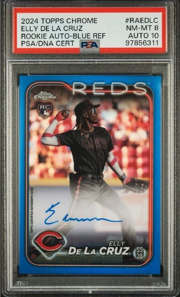 Elly De La Cruz 2024 Topps Chrome Baseball Blue Auto /150 PSA 10 for
