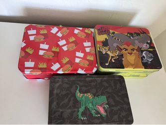 3 Metal Lunchboxes - Lion Guard, Dinosaur, Burgers & Fries- Drop Off Available