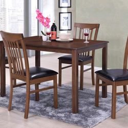 Dining Set 5pcs Color Walnut 