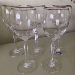 Marquis by Waterford Platinum Rim Wine Glasses in Allegra Pattern - Set of 8    