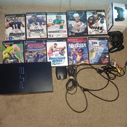 Ps2 Bundle W/ All Cords,2 Controllers & 10 Games