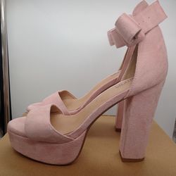  Light Pink Block Heels Size 7
