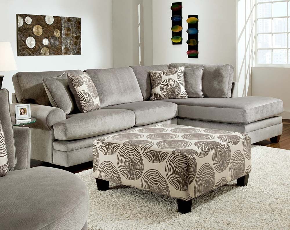Grey Sectional with pillows NO OTTOMAN