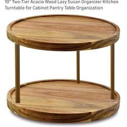 10” 2-tier Acacia Wood Last Susan, New