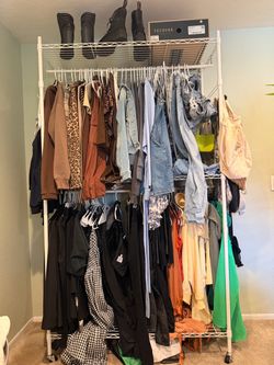 adjustable white clothes rack