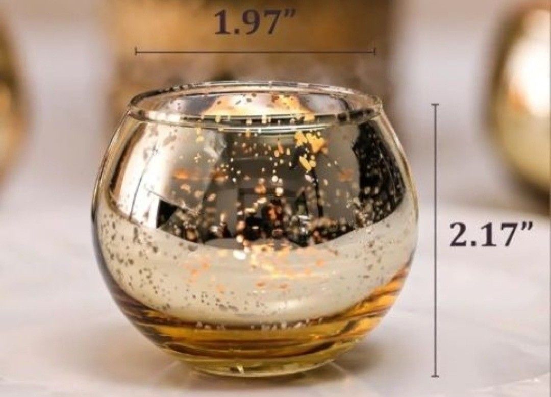 LETINE Gold Mercury Glass Votive Candle Holders - Set of 36 | Elegant Gold Tealight Candle Holders