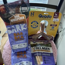dog treats and a toy, all for $20