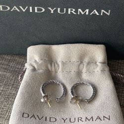 David Yurman Sculpted Cable Hoop Earrings In 925 Sterling Silver 