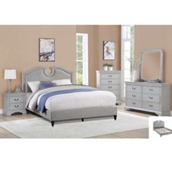 Gorgeous Grey Full Size Complete Bedroom Set. Mattress Sold Separately 