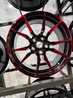 17s black red wheels tires new 5x100/114.3