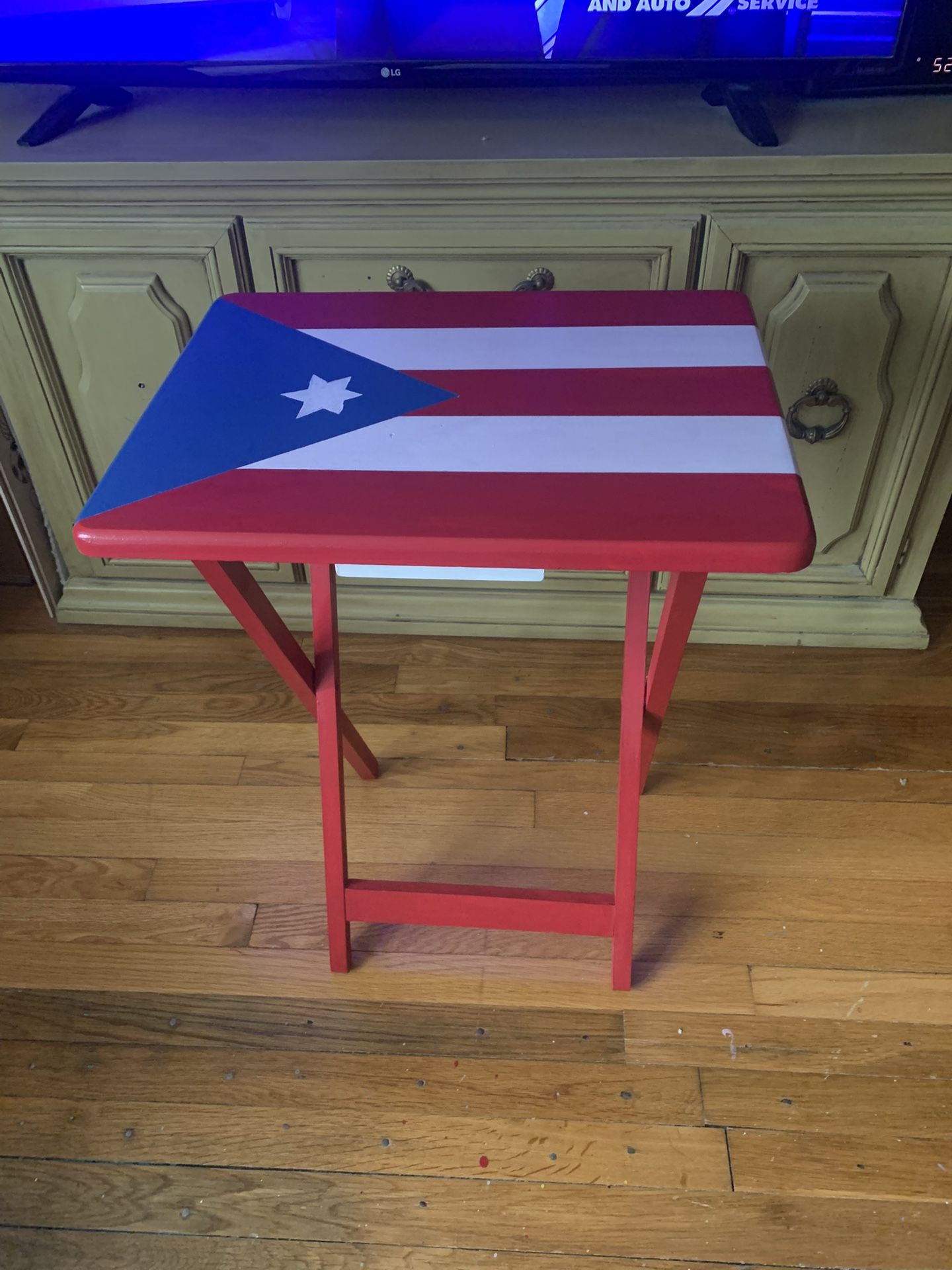 Custom Painted Puerto Rican Flag Table