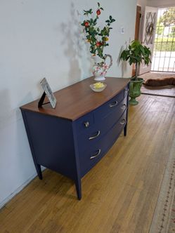 Navy Blue Walnut Top Dresser / Credenza – Solid Wood