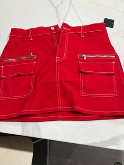 Red skirt jeans