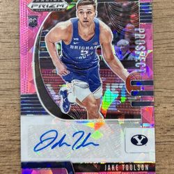 2020 Prizm Draft JAKE TOOLSON Pink Cracked Ice Prospect RC AUTO #PA-JT BYU