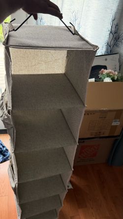 hanging natural canvas organizer with shelf fits both rod and wire closets