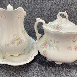 4 Pieces Johnson Brothers Victorian Sugar and  Creamer  Set  Made In England Bone China Over 100 Years Old-