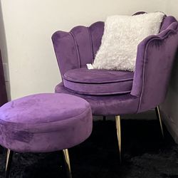 Purple Chair and Foot Stool 