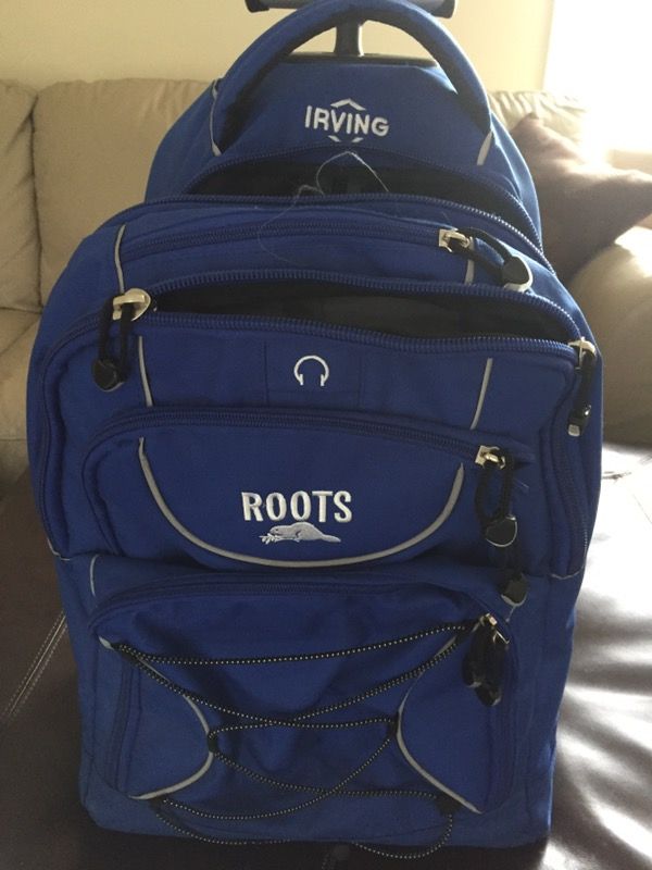 Roots rolling backpack.