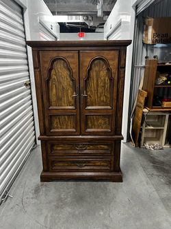 Wood Armoire with Drawers and Cabinet Doors