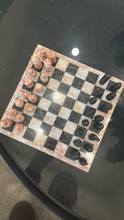 Marble Chess Set with Carved Board