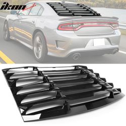 Fits 2011-2023 Dodge Charger IKON Style Window Louvers Cover Gloss Black 2PCS
