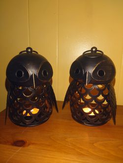 2 OWL CANDLE HOLDERS