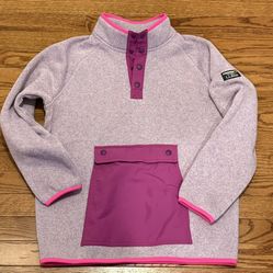 LL Bean Girls Sweater Fleece Half Snap Pullover Sweatshirt Purple Size L (14-16)