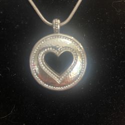 Brighton Cutout Heart Crystal Silver Retired Pendant Necklace