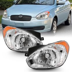 For 2007 2008 2009 2010 2011 Hyundai Accent GS SE GLS SR Headlights Headlamps Assembl Driver + Passenger Side