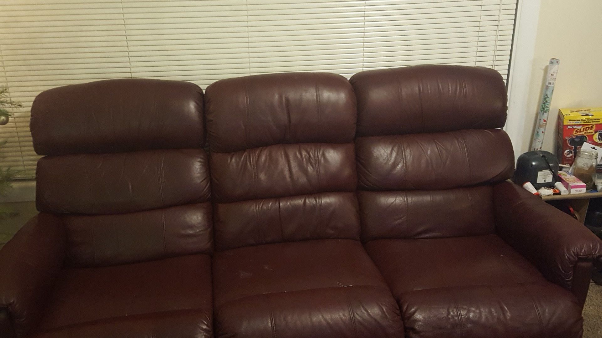 Leather layzboy double recliner