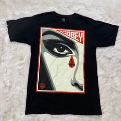 Obey T-Shirt Men's Large Face Eye Blood Money Tear Drop Graphic