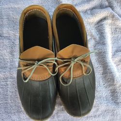 LL Bean Duck Boots Mac Brown Low Rubber Shoes Size 9