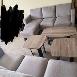 2 Couches With 2 Side Tables And 1 Coffe Table