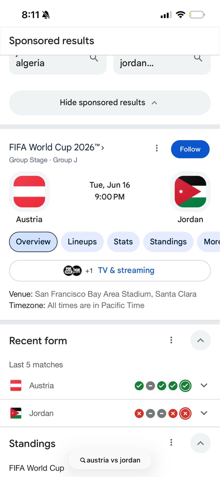 Austria vs Jordan