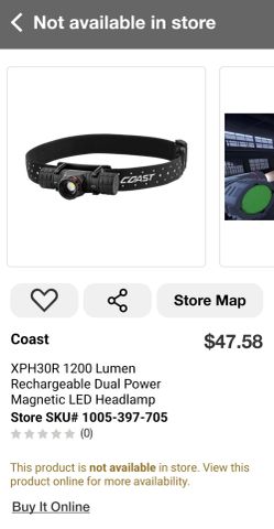 BRAND NEW Coast XPH30R 1200 Lumen Rechargeable Dual Power Magnetic LED Headlamp