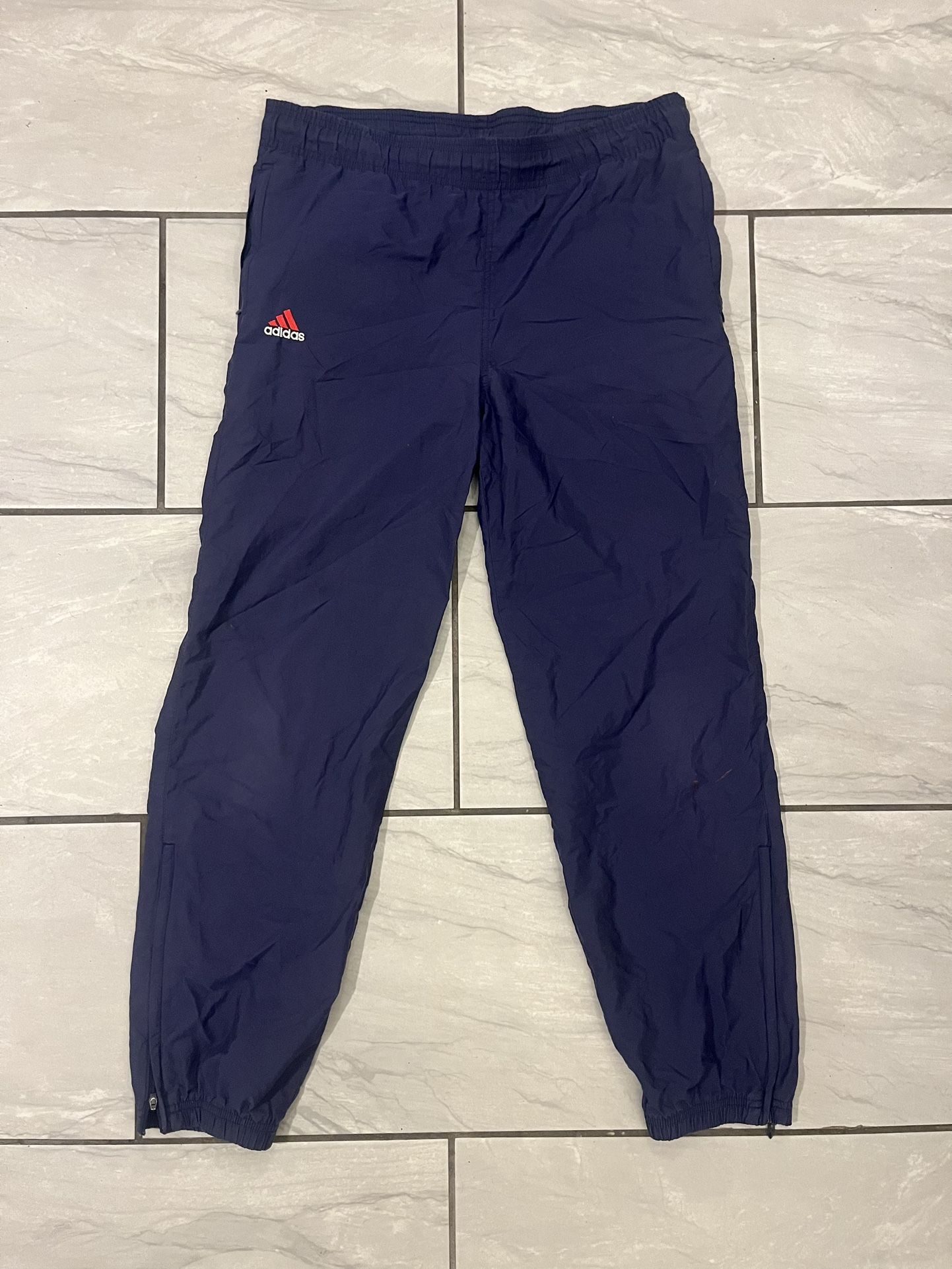 Vintage 90s adidas tracksuit navy nylon windbreaker pants size Small