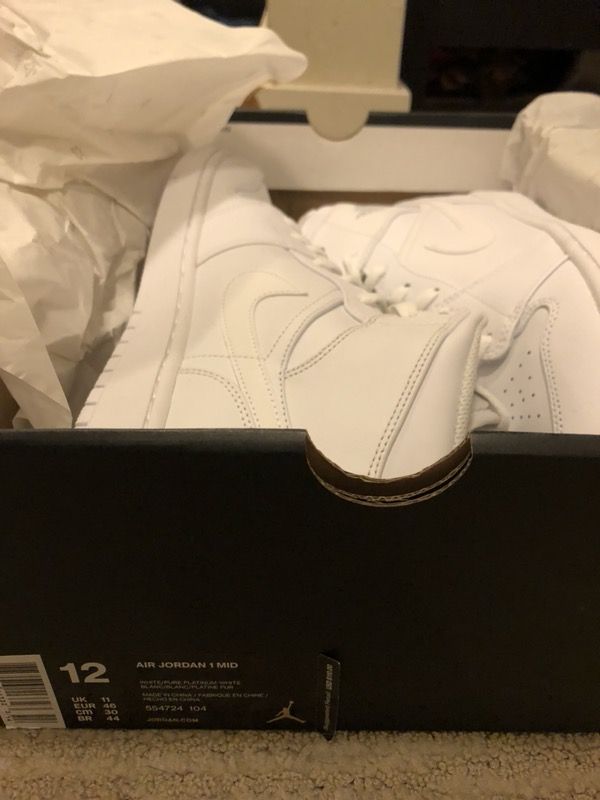 Air Jordan 1 MID white sz 12