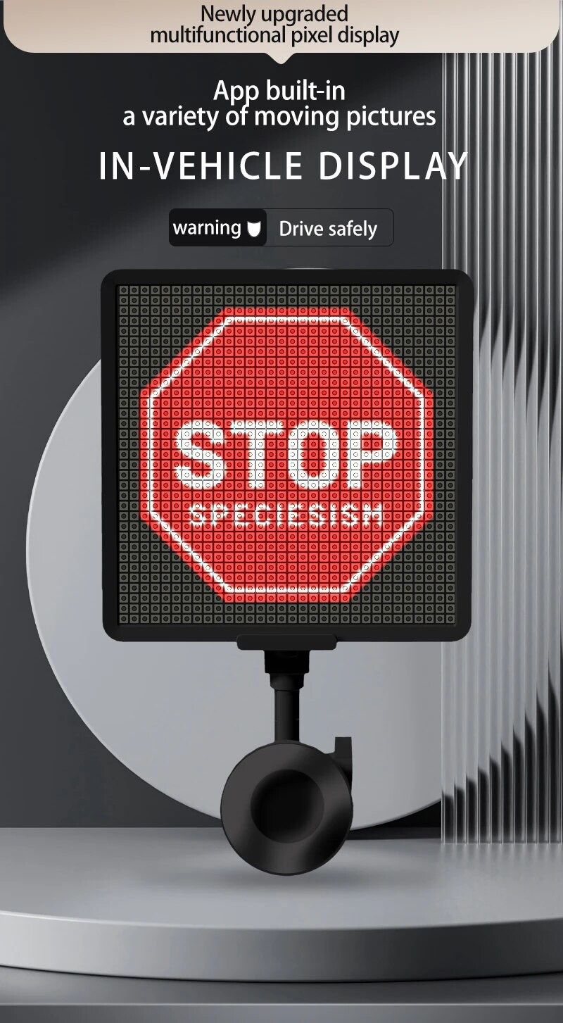 LUXONIC Pixel Display Screen,Smartphone App Control LED Car Sign Screen with 32x32 Pixel Custom Text Pattern Animation Programmable LED Screen for Hom