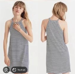 Madewell District Ribbed Dress in a horizontal stripe women size XS