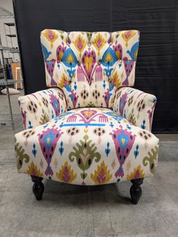 Vibrant Ikat Patterned Tufted Accent Chair