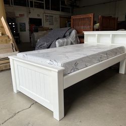 White Twin Bookcase Bed And Foam Mattress 