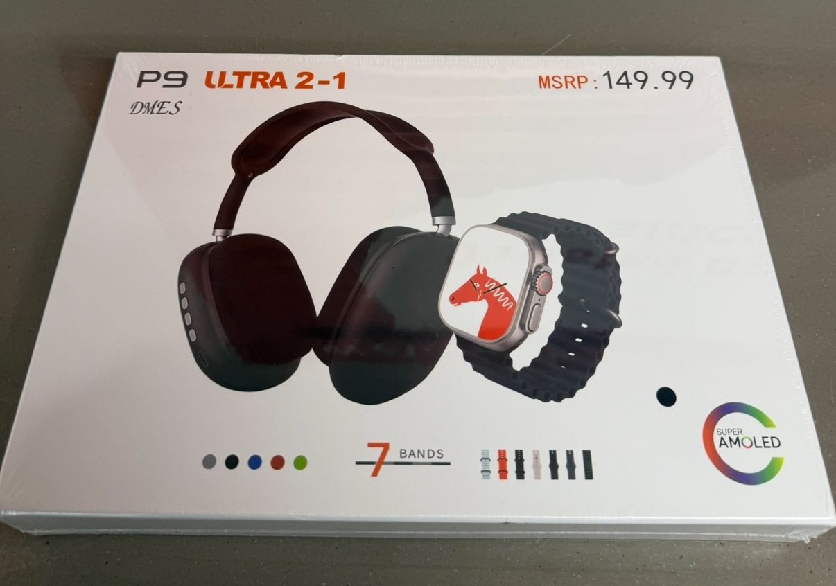 P9 ultra 2 In 1 SmartWatch And Wireless Headphone
