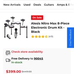 Alesis Nitro Max 8-Piece Electronic Drum Kit - Black